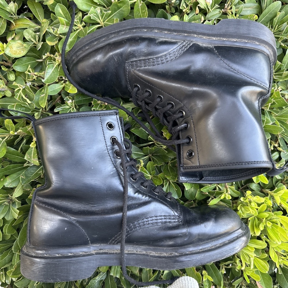 Dr Martens Doc Martens Boots 8L 7M BLACK SMOOTH COMBAT SCRATCHES 1460 MONO - Picture 6 of 11